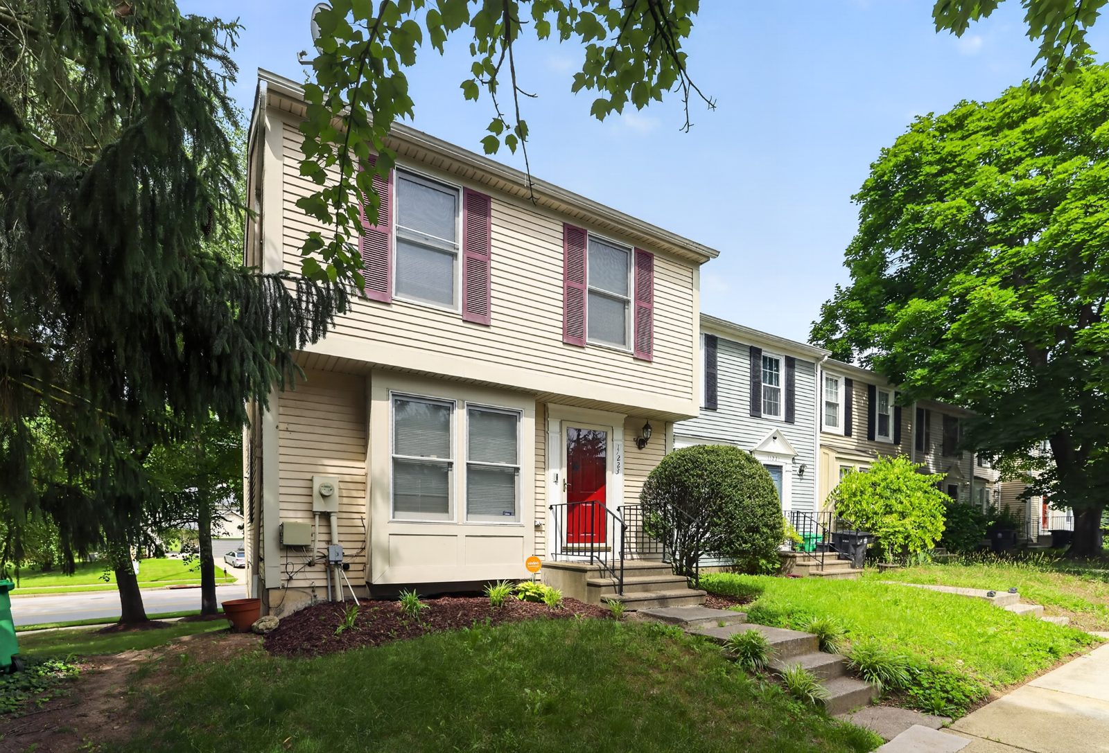 Front of 11223 Westport Drive, an end-unit townhouse in Bowie